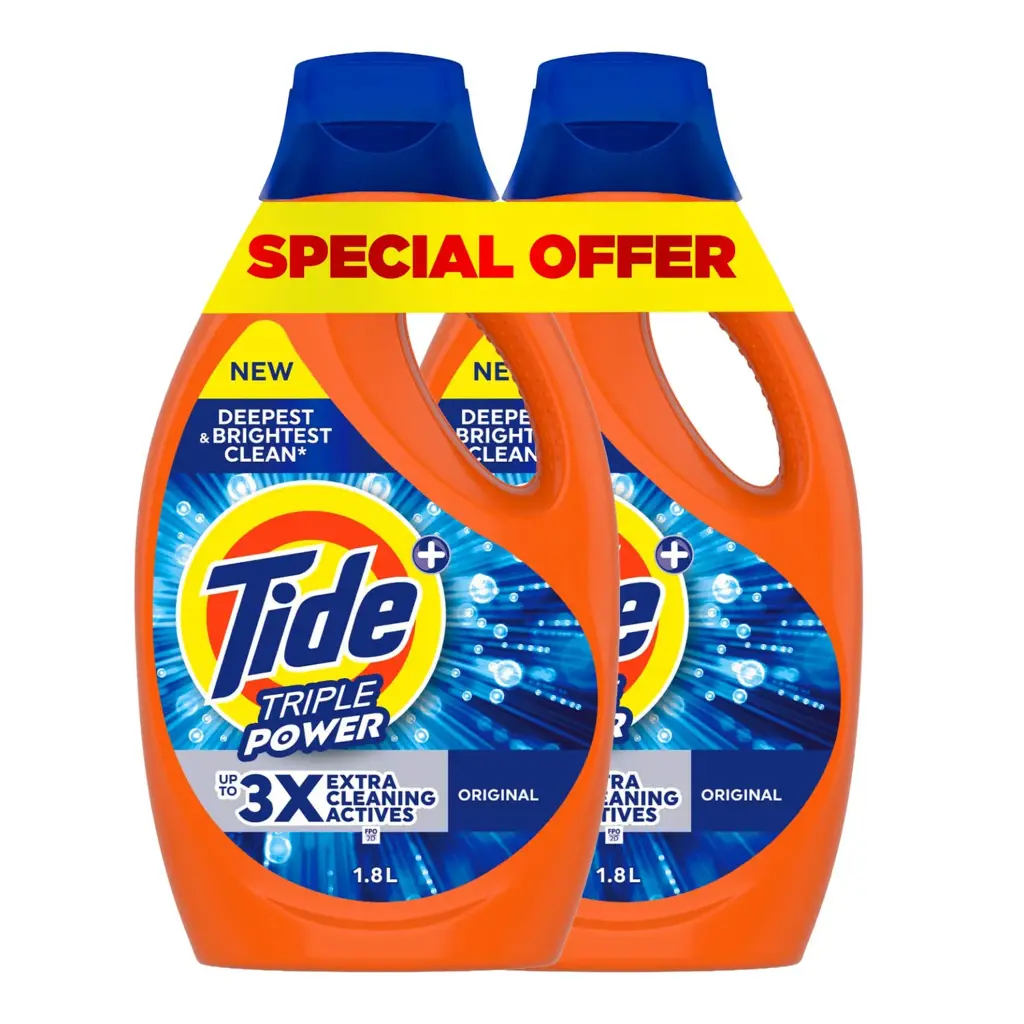 Tide Triple Power Original Liquid Detergent Value Pack 2 x 1.8 Litres
