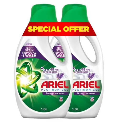 Ariel Downy Lavender Laundry Detergent Platinum Gel Value Pack 2 x 1.8 Litres