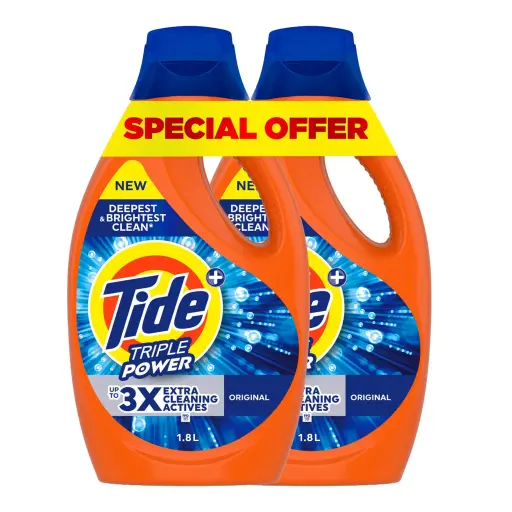 Tide Triple Power Original Liquid Detergent Value Pack 2 x 1.8 Litres